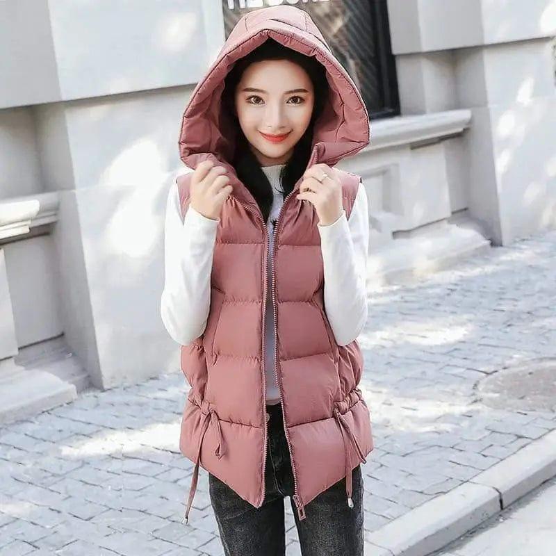 LOVEMI - Hooded fashion zip pleated cotton coat