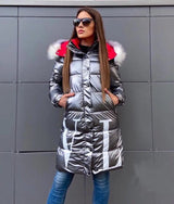 LOVEMI WDown jacket Silver grey / XL Lovemi -  Stylish & Unique Shiny Letter Cotton Coat | LOVEMI