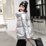 LOVEMI WDown jacket Silver / XL Lovemi -  Women's short shiny down padded jacket