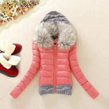 LOVEMI WDown jacket Watermelon Red / 4XL Lovemi -  Wool stitching cotton coat fur collar hooded slim cotton