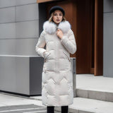 LOVEMI  WDown jacket White / L Lovemi -  Women's Cotton-padded Clothes Over The Knee Large Fur Collar Quilted Jacket