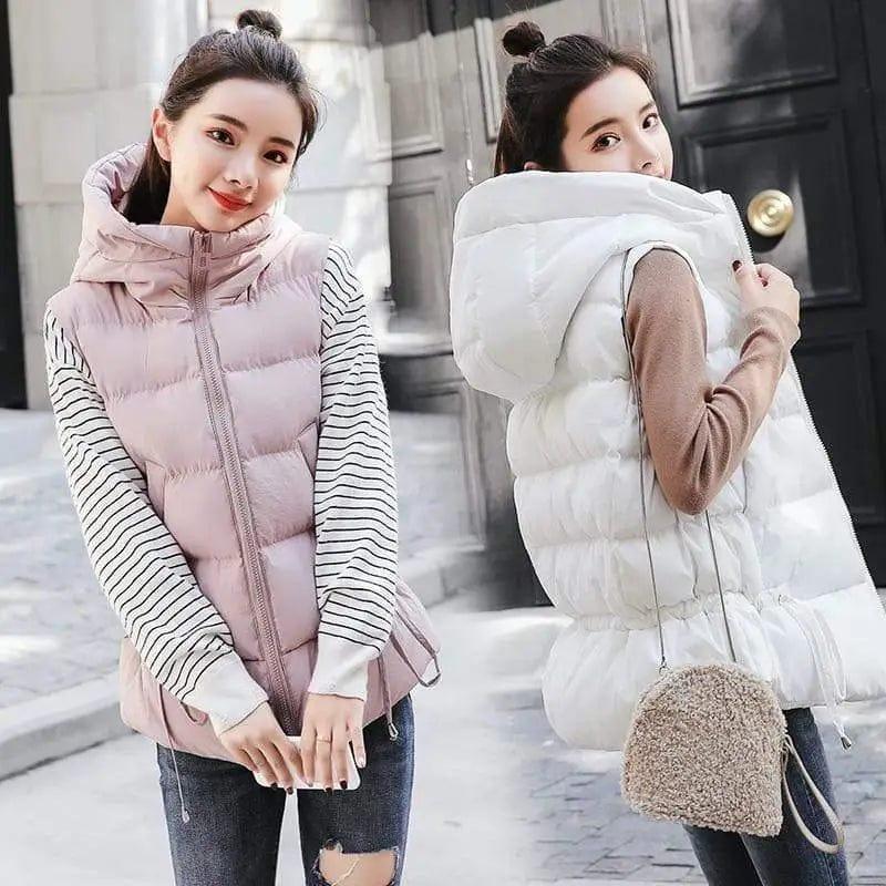 LOVEMI - Hooded fashion zip pleated cotton coat
