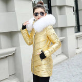 LOVEMI WDown jacket White / XL Lovemi -  Women's Slim Gold and Silver Fluffy Cotton Clothes