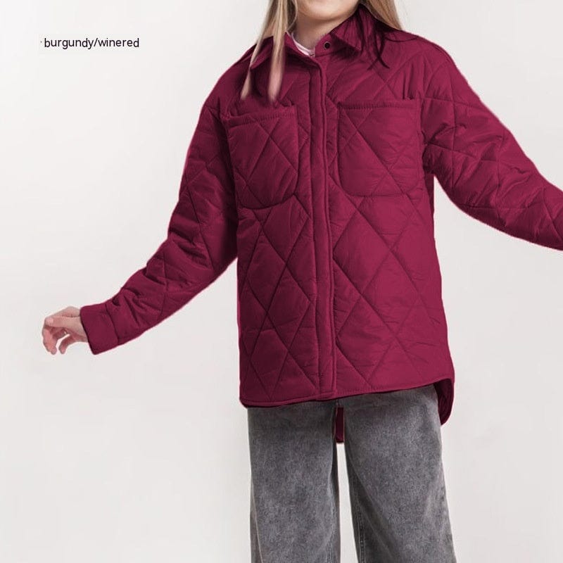 LOVEMI  WDown jacket Wine Red / 110 Lovemi -  Art Loose Rhombus Cotton Clothing Cotton Coat Daughter