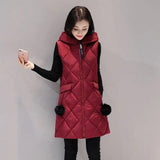 LOVEMI WDown jacket Wine red / XL Lovemi -  Women's down cotton vest mid-length thick casual down cotton