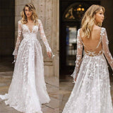 Wedding Dress Sexy Lace Long Sleeve Dress Evening Dress-2