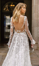 Wedding Dress Sexy Lace Long Sleeve Dress Evening Dress-4