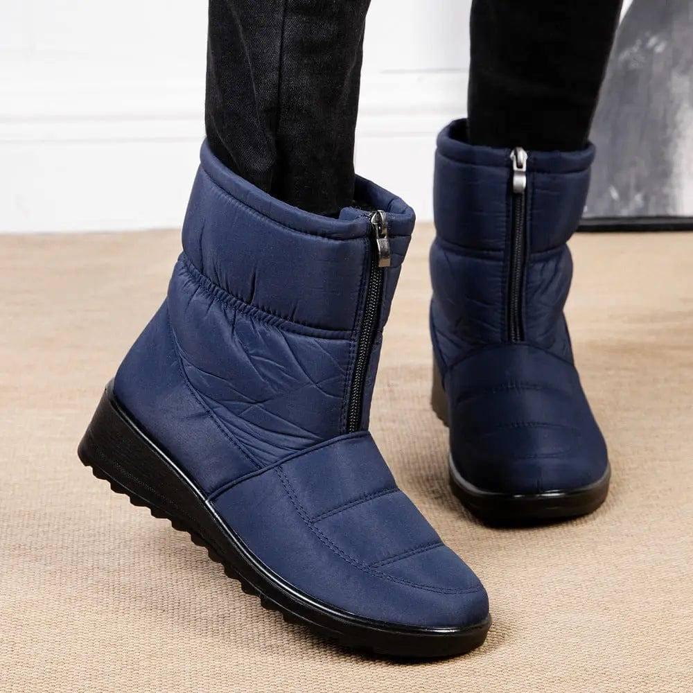 Winter Snow Boots For Women Warm Plush Platform Boots Shoes-Blue-3