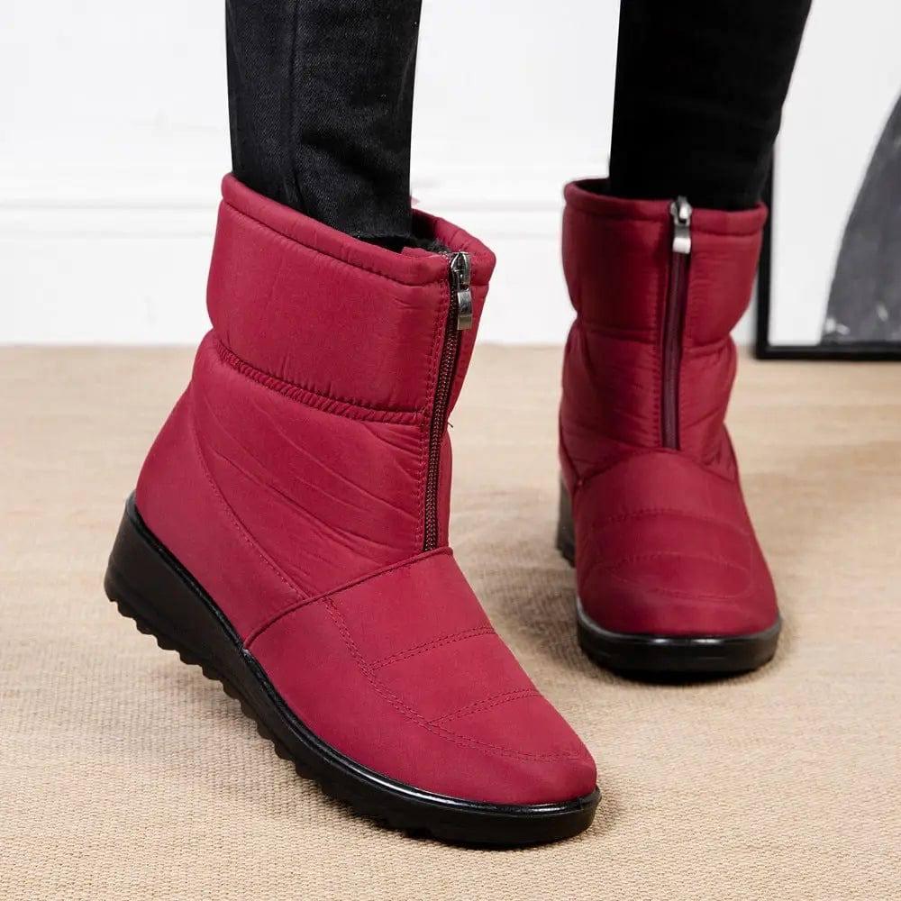 Winter Snow Boots For Women Warm Plush Platform Boots Shoes-Red-5