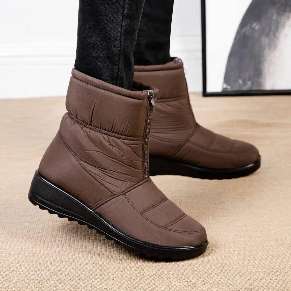 Winter Snow Boots For Women Warm Plush Platform Boots Shoes-Brown-7