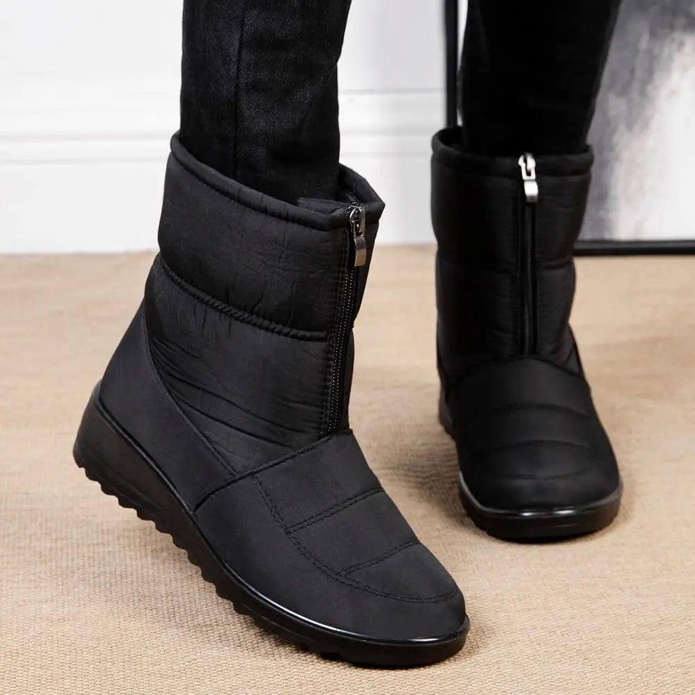 Winter Snow Boots For Women Warm Plush Platform Boots Shoes-Black-8