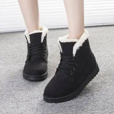 Winter Snow Boots Lace Up Platform Shoes Women Plush Suede-2