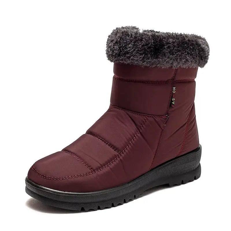 Winter Snow Boots Winter Warm Shoes For Women Low Heel Boots-Red-7