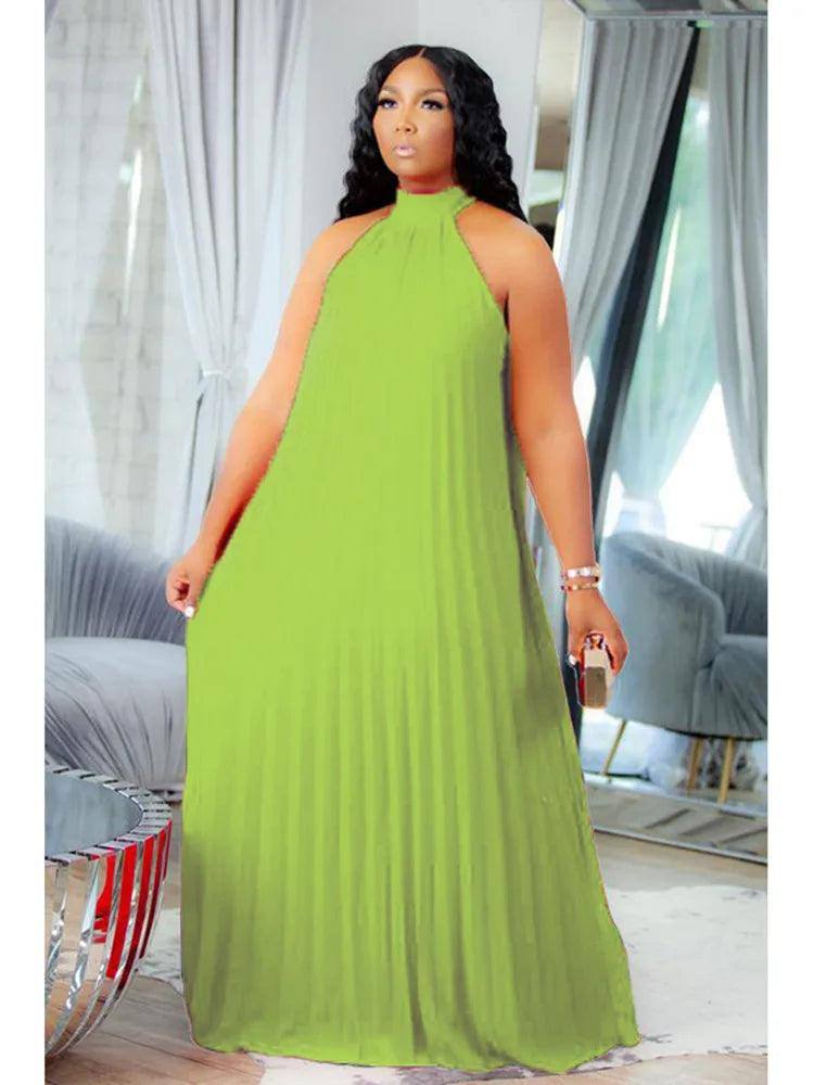 Wmstar Plus Size Women Long Dress leeveless Bandage Halter-1