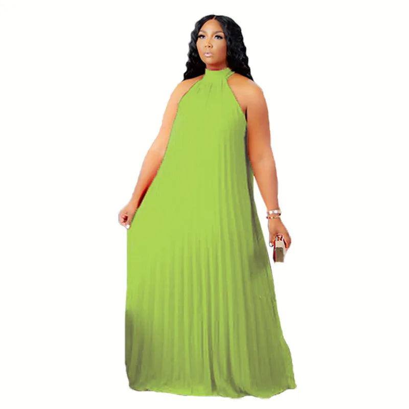 Wmstar Plus Size Women Long Dress leeveless Bandage Halter-10
