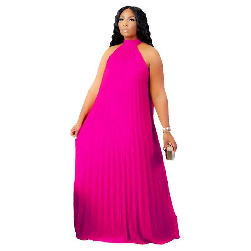 Wmstar Plus Size Women Long Dress leeveless Bandage Halter-15