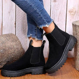 Women Ankle Boots Solid Color Chunky Boots Autumn Winter-4