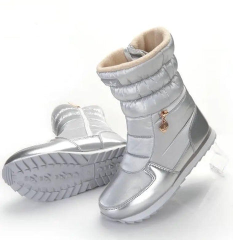 Women Boots Natural Wool Snow Boots Women Casual Ankle Boots-Silver-13