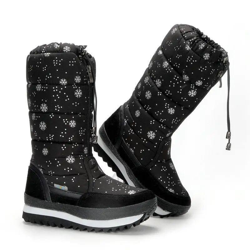 Women Boots Winter Shoes Women Snow Boots Platform Keep Warm-Black-6