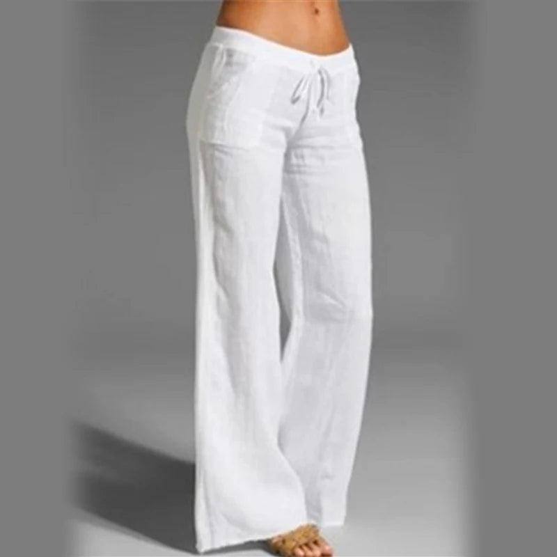 Women Cotton Linen Pants Vintage Wide Leg Pants Palazzo-01-10