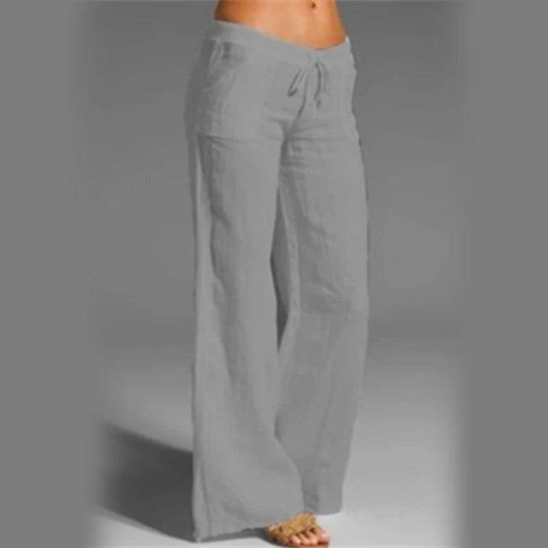 Women Cotton Linen Pants Vintage Wide Leg Pants Palazzo-02-7