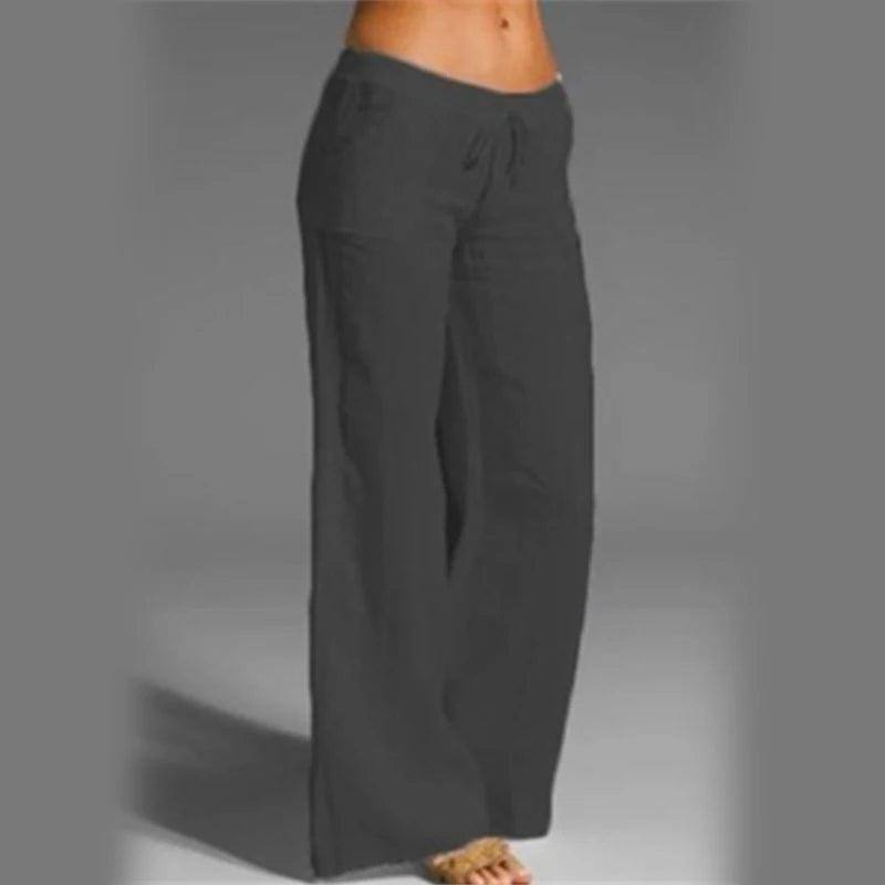 Women Cotton Linen Pants Vintage Wide Leg Pants Palazzo-03-8