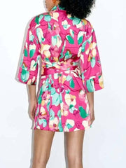 Women Dress Traf Fashion With Belt Floral Print Mini Dress-3