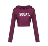 Women Fashion Active Hoodies Long Sleeve Crop Top Letter-Wine red-7