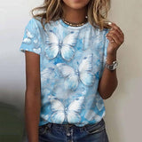 Women's All-matching Printed Round Neck Short Sleeve-G66Z896-14