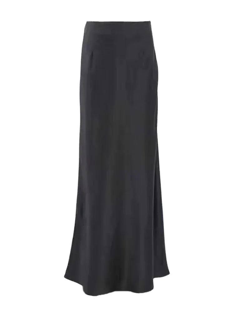 Women's Black Elegant Satin Fashion Slim Skirts Four Seasons-4