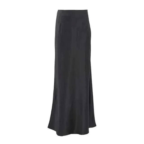 Women's Black Elegant Satin Fashion Slim Skirts Four Seasons-XL-7