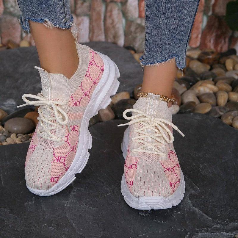 Women's Breathable Canvas Sneakers Lace Up Flat Shoes Fashion Casual Lightweight Running Sports Shoes-5