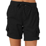 Women's Casual High Waist Cargo Shorts 0 LOVEMI  Black S 