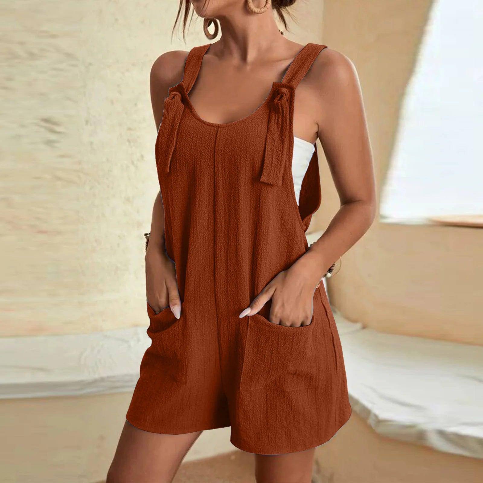 Women's Casual Summer Short Rompers Overalls 2024 Loose-13