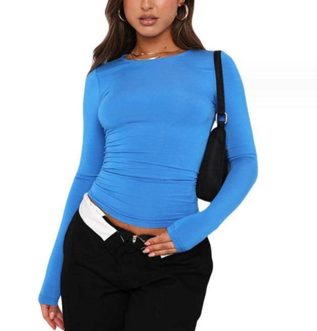 Women's Clothing Fashion Slim Long-sleeved Pullovers Tops-Color76-12