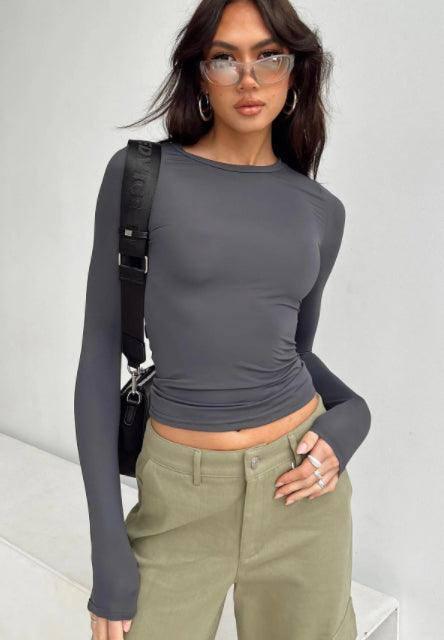 Women's Clothing Fashion Slim Long-sleeved Pullovers Tops-Color63-9