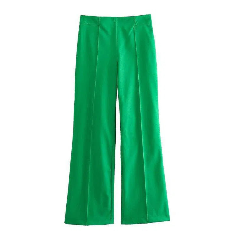 Women's Clothing With Belt Casual Suit Jacket Pants-Green Pants-14