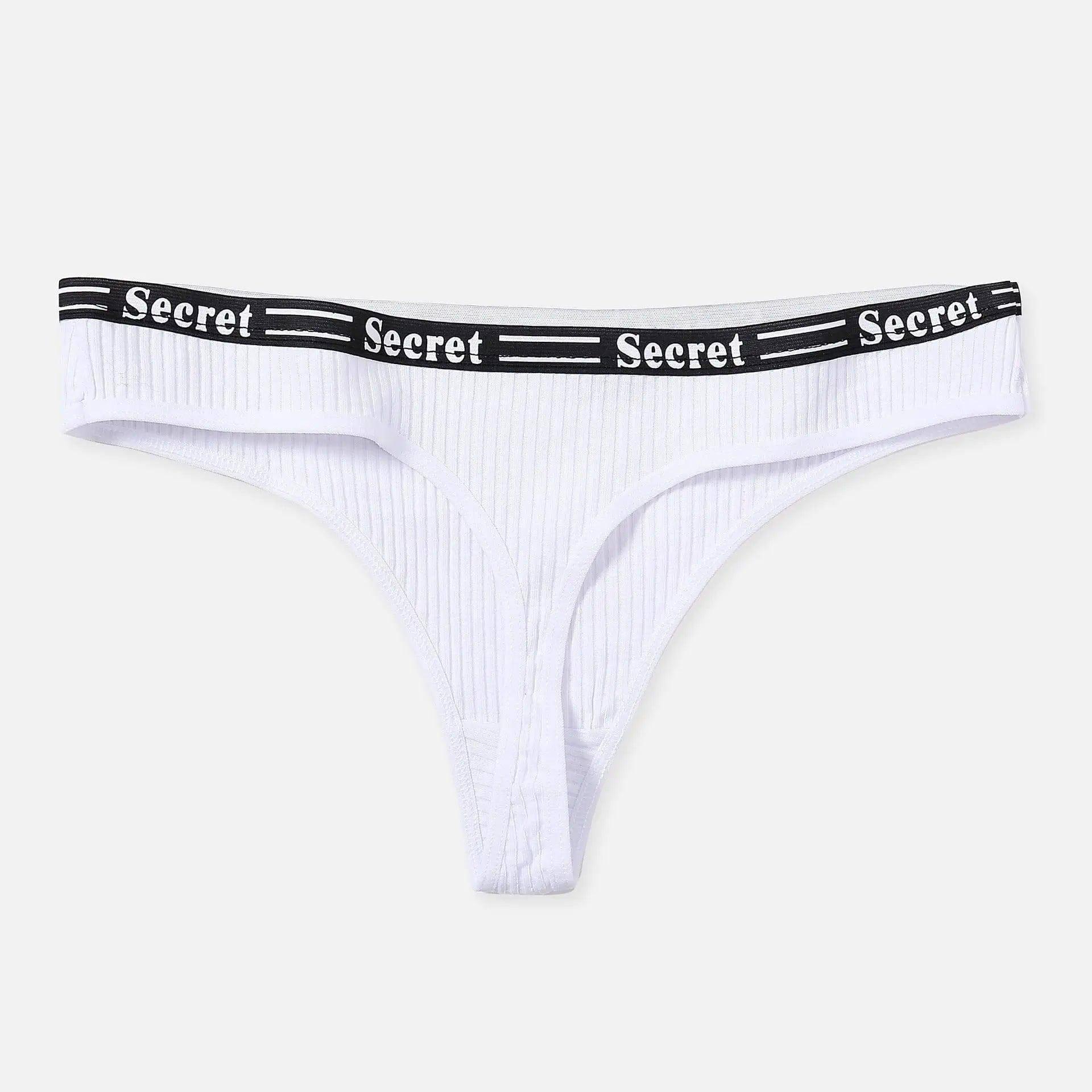 Women's Cotton Panties Sexy Thong Panties-White-1