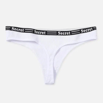 Women's Cotton Panties Thong Panties-White-1