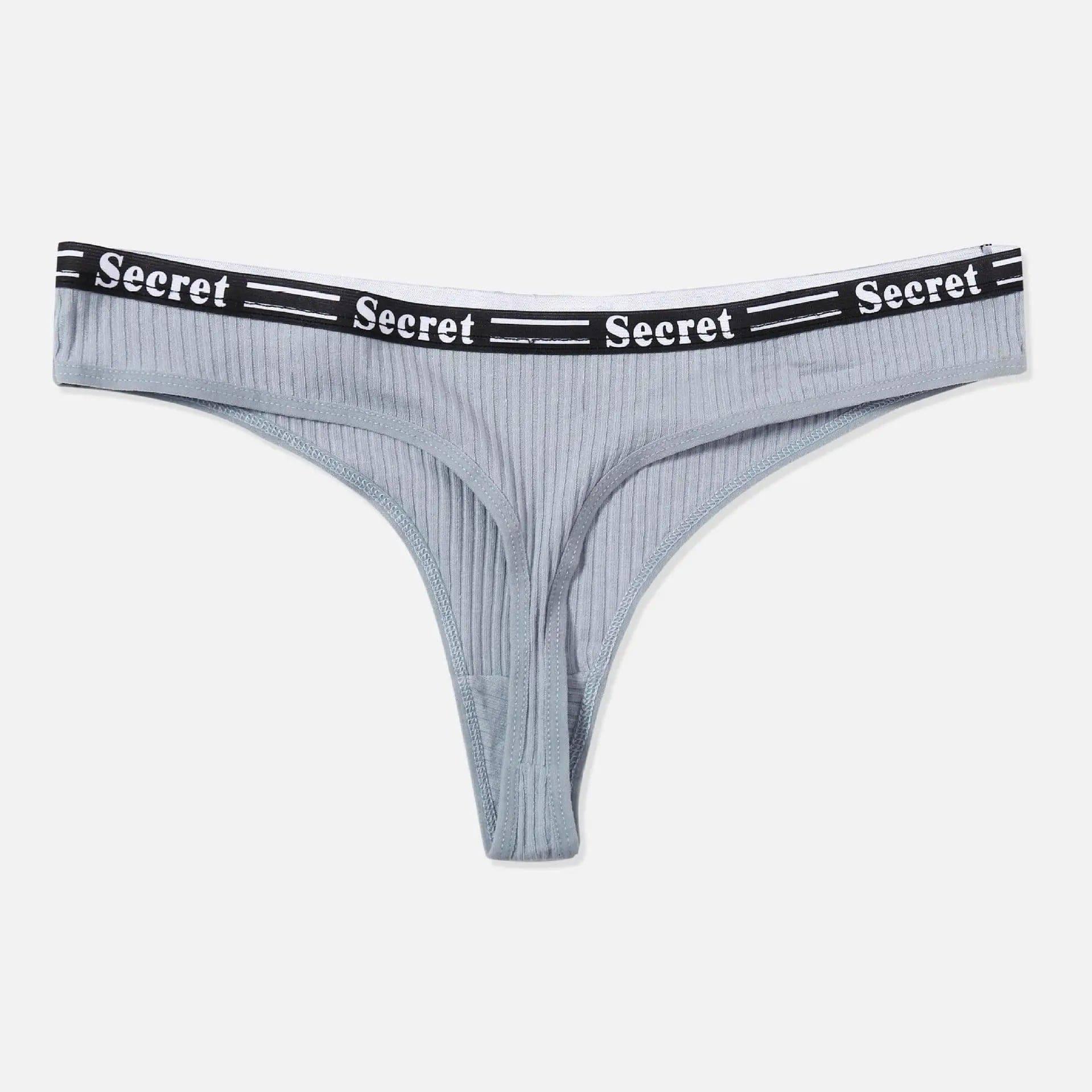 Women's Cotton Panties Sexy Thong Panties-Gray blue-2