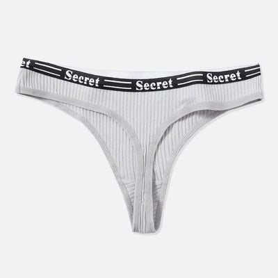 Women's Cotton Panties Thong Panties-Light Grey-4