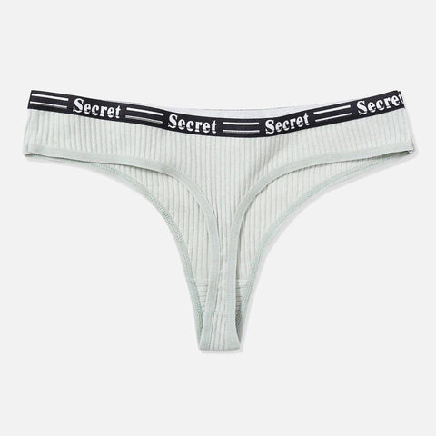 Women's Cotton Panties Sexy Thong Panties-Lake Green-5