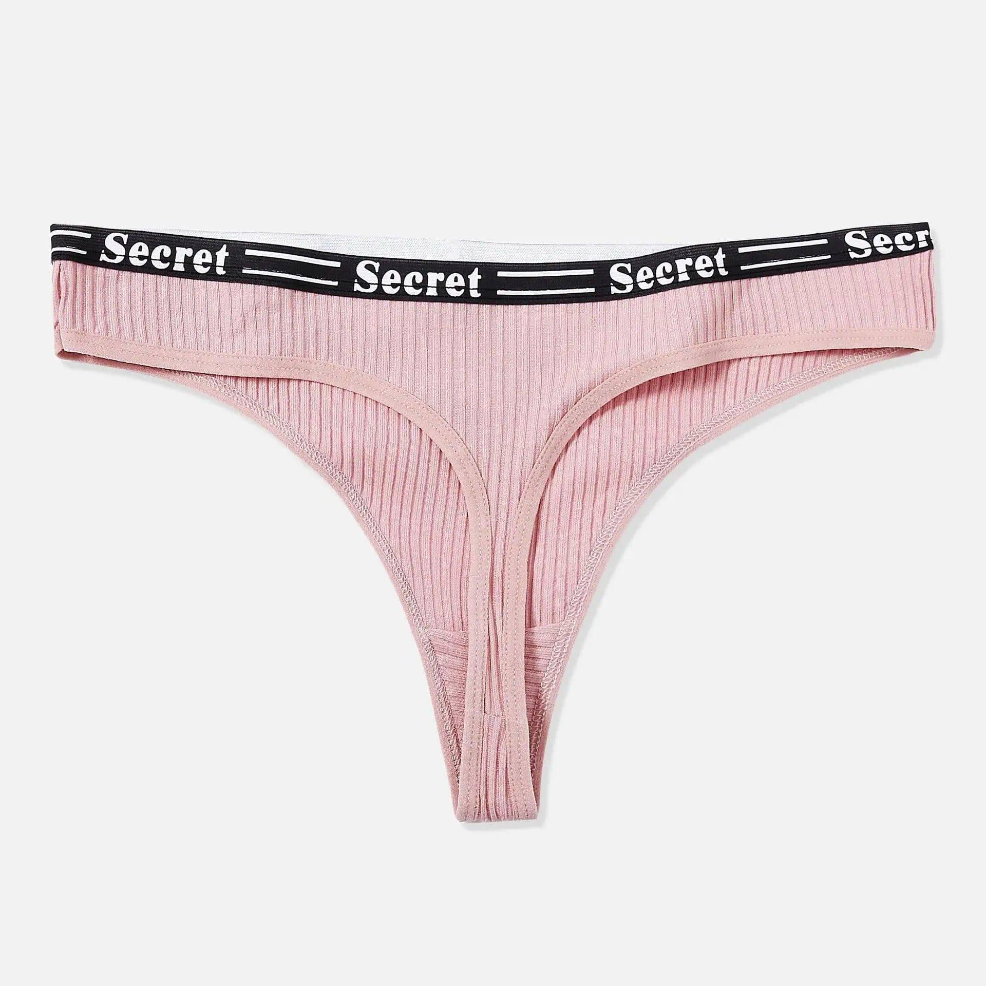 Women's Cotton Panties Sexy Thong Panties-Deep pink-6