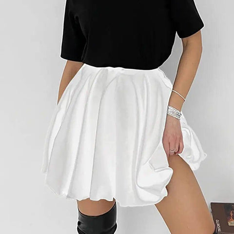Women's Elegant A- Line High Waist Slimming Skirt-White-7