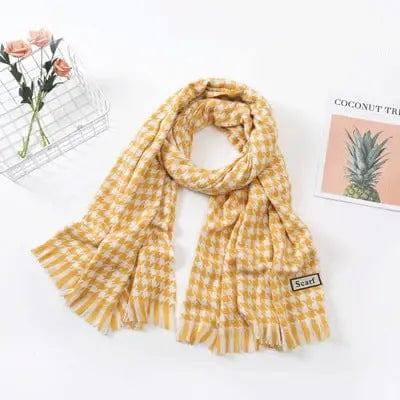 Women's Fashion Casual Cashmere Plaid Scarf-Houndstooth Yellow-15