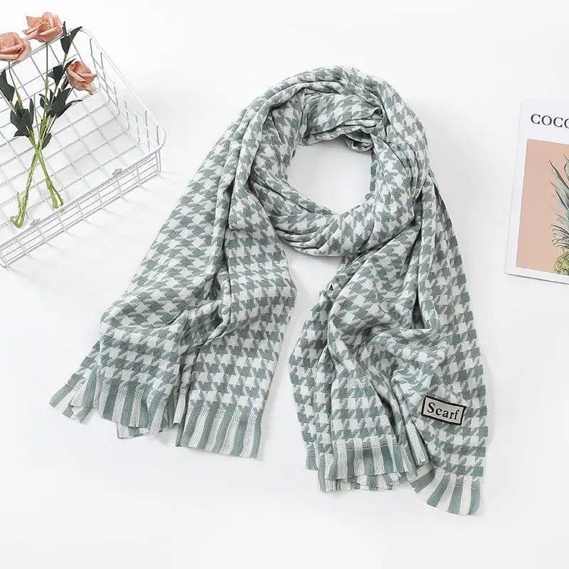 Women's Fashion Casual Cashmere Plaid Scarf-Houndstooth Green-16