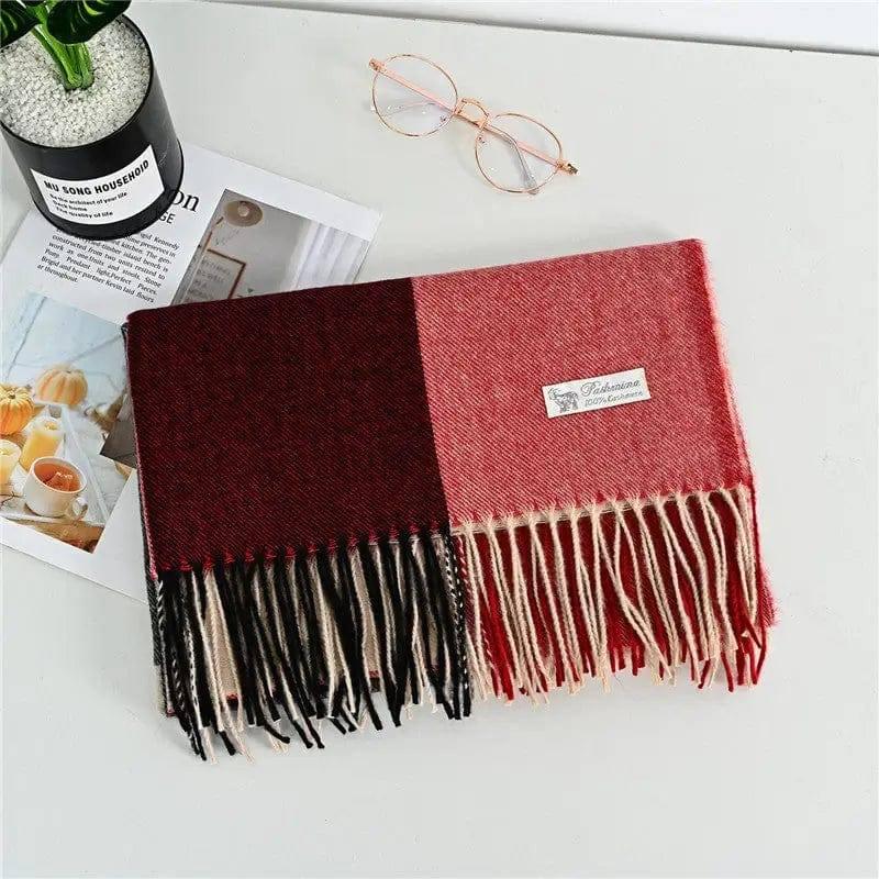 Women's Fashion Casual Cashmere Plaid Scarf-Large Plaid Red-6