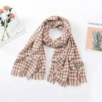 Women's Fashion Casual Cashmere Plaid Scarf-Houndstooth Brown-8