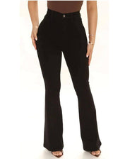 Women's Fashion Casual High Waist Slim-fit Stretch Trousers Jeans LOVEMI  Black L 