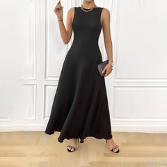 Women's Fashion Elegant Solid Color Sleeveless Dress-1